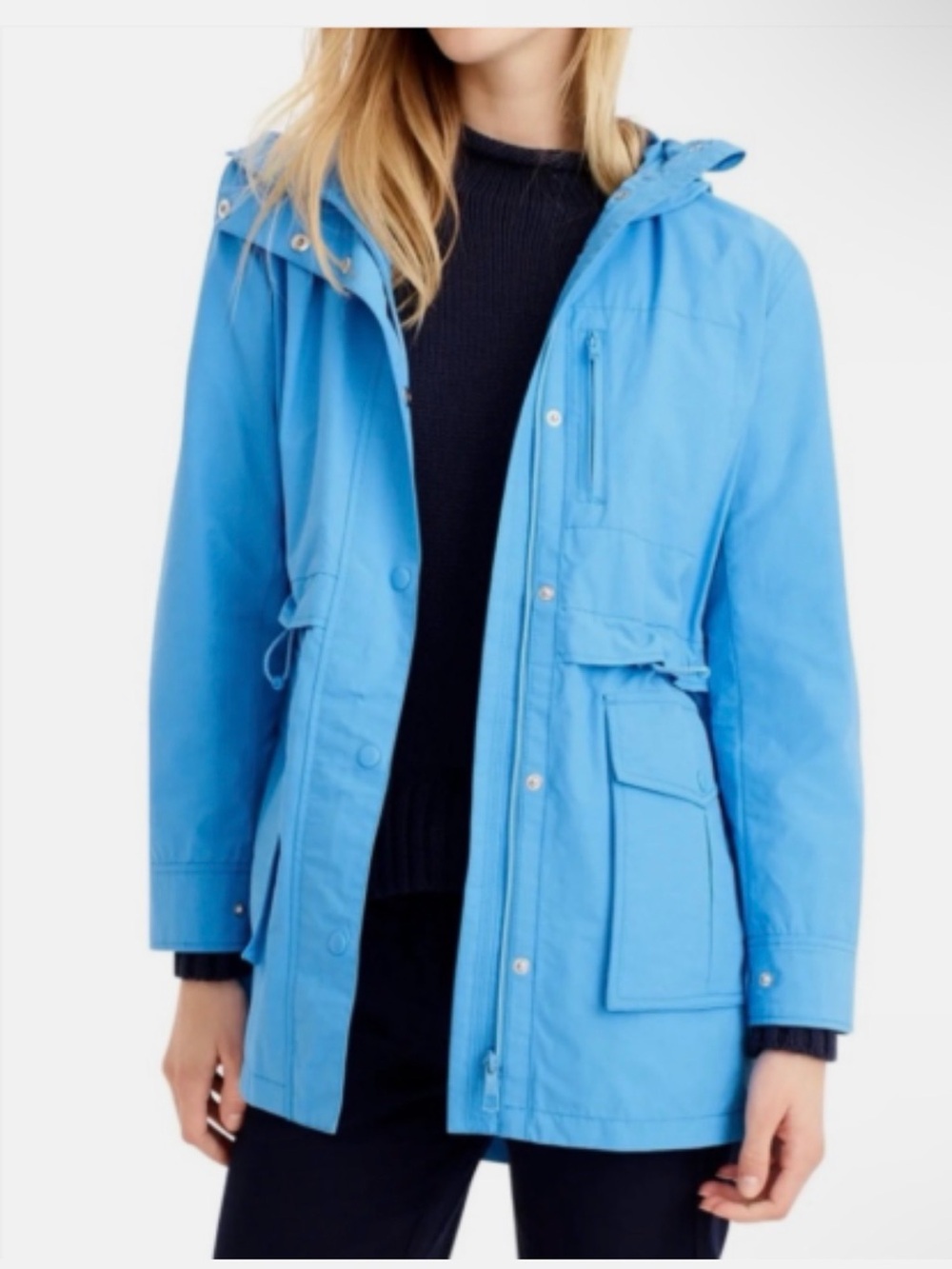 J. Crew Sky Blue Hooded Rain Jacket